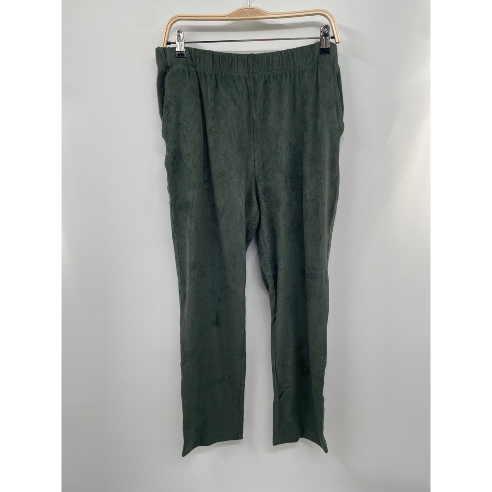 Land's End Women's Corduroy Pants High Rise Elastic Evening Forest Size M